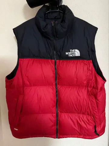 THE NORTH FACE 다운 베스트 XL 빨간색/블랙