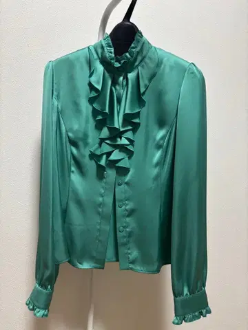 FRANCO FERRARO 프릴 장식 그린 셔츠 사이즈 3
