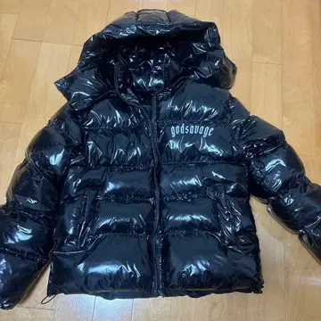 godsavage 후드 부착 퍼퍼 자켓 블랙