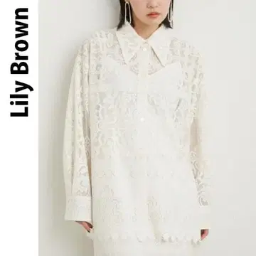 Lily Brown 오너먼트 거울 레이스 오버 셔츠