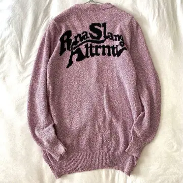 [알엔에이스랭] 가디건 뒷면 영문 로고 면 혼방 풀 버튼 M