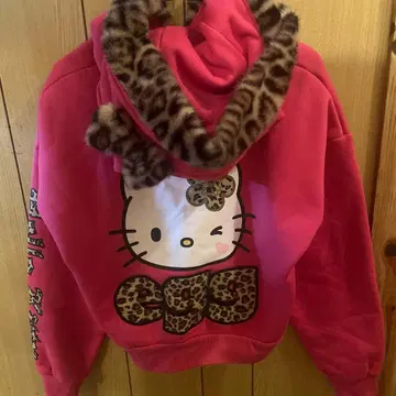 egg 헬로키티 레오파드 무늬 후드 후드티 M
