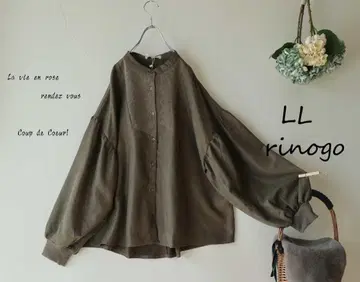 새상품 할인 LL 카키*니트소 절개 볼륨 소매 블라우스 빅 사이즈