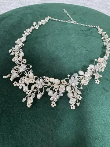 새상품급 에메 꽃과 비쥬 브라이덜 목걸이 꽃과 펄