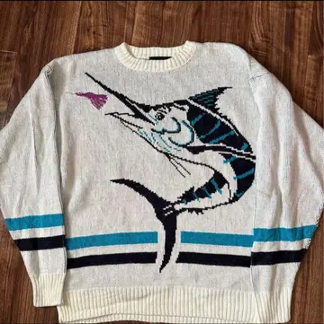90s usa 구제 의류 빈티지 코튼 니트 스웨터 낚시