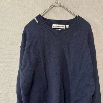 유니클로 안야 힌드마치 메리노 크루넥 니트 (S) 네이비 자수