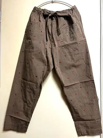 homspun 컷 자카드 백 개더 팬츠 베이지