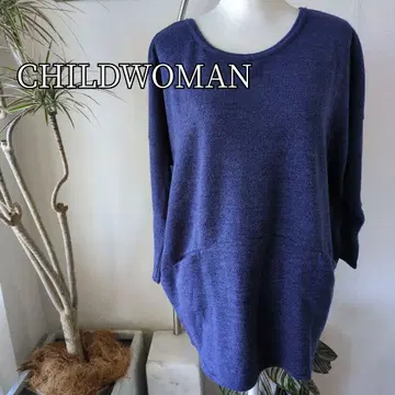 CHILDWOMAN 오버 사이즈 스웨터 블루 드롭 숄더