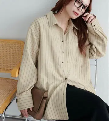 피치 기모 스트라이프 셔츠