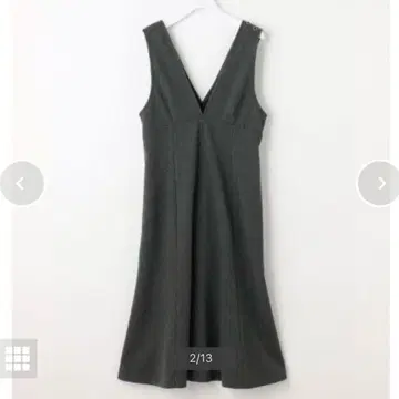 anysis [ 세탁 가능 ] V넥 머메이드 오버롤 스커트 차콜