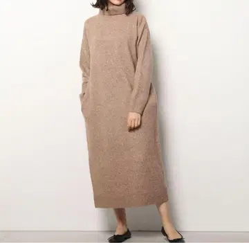 카멜 믹스 터틀 니트 원피스 유나이티드 애로우즈