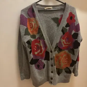 poushal 꽃무늬 자수 가디건 긴팔 그레이