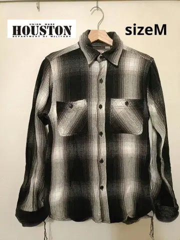 HOUSTON 블랙 체크 셔츠 M 사이즈 두꺼운 원단 헤비 플란넬 셔츠