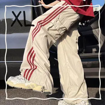 트랙 팬츠 와이드 팬츠 라인 와이드 조거 팬츠