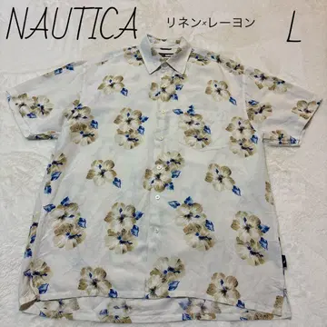 노티카 NAUTICA 알로하 셔츠 린넨 x 레이온 사이즈 L 보타니컬