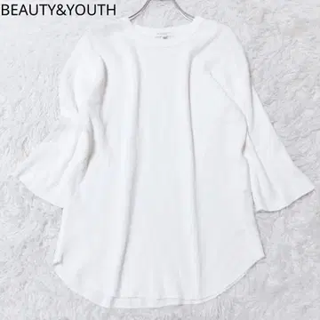 뷰티&유스 티셔츠 와플 소재 사이드 슬릿 화이트 M