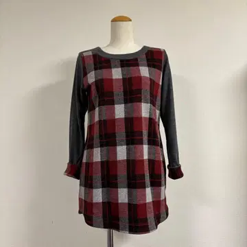 체크 무늬 긴팔 튜닉