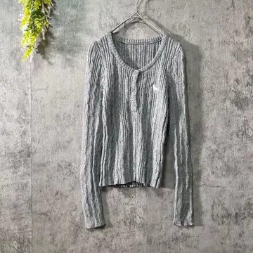 데이지 긴팔 리브 니트 상의 케이블 짜임 자수 심플 캐주얼 M