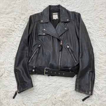 ZARA TRF 천연 가죽 라이더 자켓 M 블랙 시어링 가죽