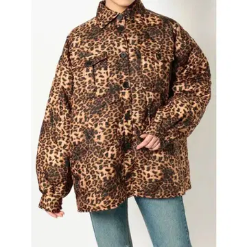 jouetie 레오파드 무늬 오버 사이즈 퀼팅 자켓