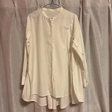 화이트 긴팔 셔츠 폴리에스테르 레이온