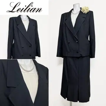 Leilian 블랙 더블 브레스트 스커트 수트