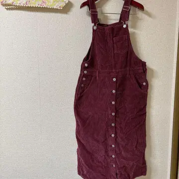 Levi's 버건디 코듀로이 오버롤