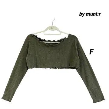 새상품급 by muni:r 멜로 프릴 숏 기장 볼레로풍 니트탑 F