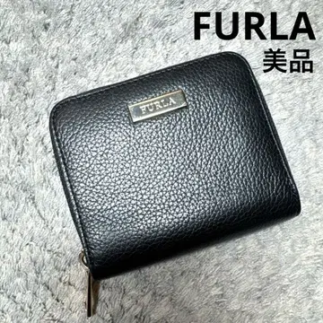 [새상품급] FURLA 훌라 접이식 지갑 라운드 지퍼 가죽 블랙