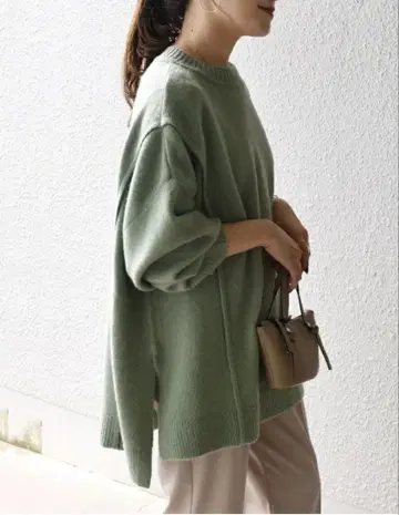 SHIPS [ 미사용 새상품 새상품급 ] 박스 슬릿 니트 24시간 배송