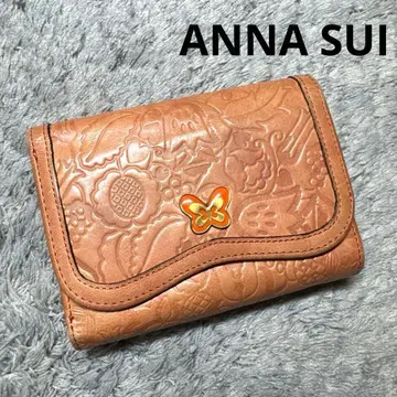 ANNA SUI 안나수이 3단 폴더형 지갑 천연 가죽 가죽 엠보싱 가공