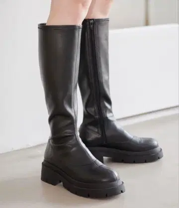 인힐 스트레치 롱 부츠 블랙 Heather