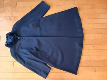 캐시미어 100% 퍼 달린 철남색 롱 코트