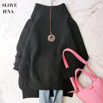 슬로브 이에나 하이넥 울 스웨터 울 혼방 루즈핏 모크넥