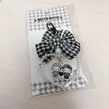 헬로키티 체크 무늬 리본 스트랩