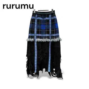 rurumu broken check knit SK 체크 니트 스커트