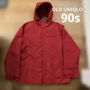 올드 유니클로 90s 구형 택 나일론 자켓 후드 부착 빨간색