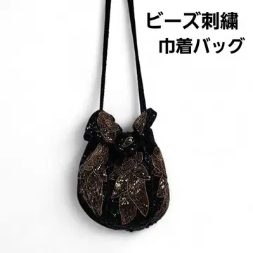 [ 비즈 복조리 백 ] 자수 복조리 비즈 백 블랙