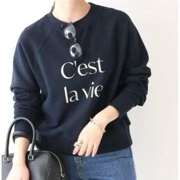 새상품급 슬로브 이에나 로고 맨투맨 SLOBE IENA 네이비 트레이닝복