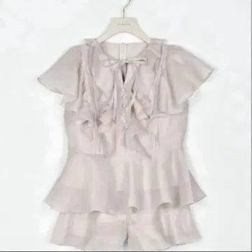 안미르 시어 프릴 리본 셋업 핑크