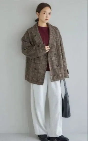 다나카 리나 시마무라 체크 테일러드 자켓