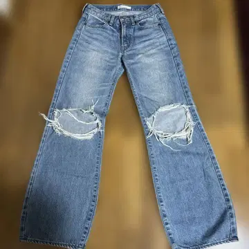 MOUSSY 데미지 데님 와이드 레그