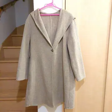 유니클로 베이지 후드 부착 롱 코트 XL