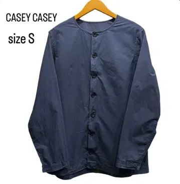 CASEY CASEY 노카라 셔츠 네이비 버튼 포함 셔츠 S