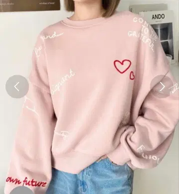 [ 새상품 미사용 ] 속기모 낙서 자수 맨투맨 M