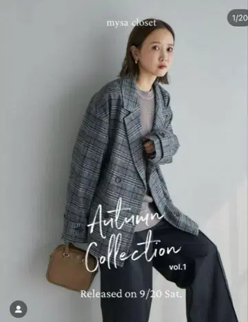 다나카 리나 시마무라 체크 테일러드 자켓 그레이