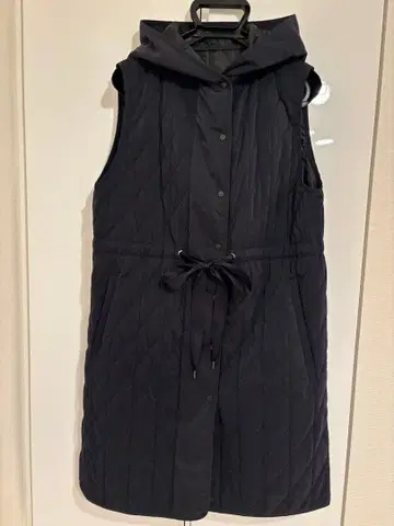 la.f 네이비 후드 부착 퀼팅 베스트