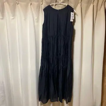 네이비 슬리브리스 롱 원피스