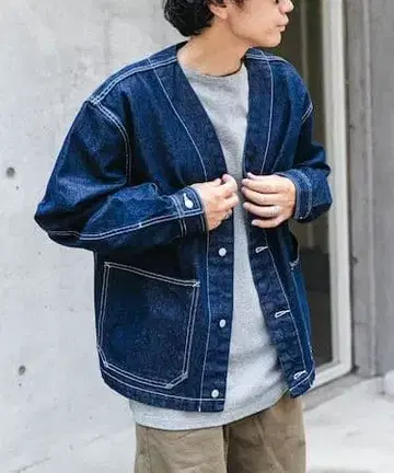 FORK&SPOON JF 데님 노카라 자켓