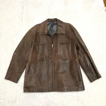 [ 새상품급 ] 천연 가죽 브라운 가죽 자켓 4L